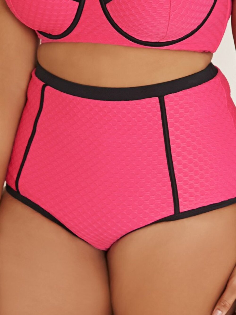 Forever 21 Plus Black Pink Bikini High waisted Bottom XL/1X/2X/3X